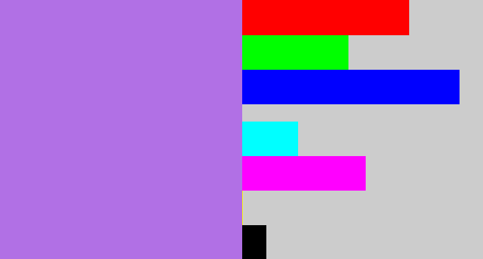Hex color #b170e5 - light urple