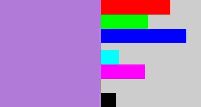 Hex color #b179d9 - pale purple