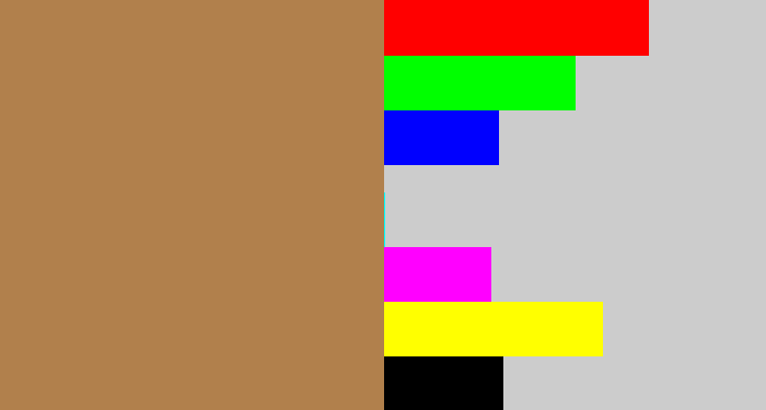 Hex color #b1804c - light brown