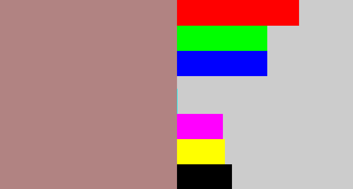 Hex color #b18382 - mauve