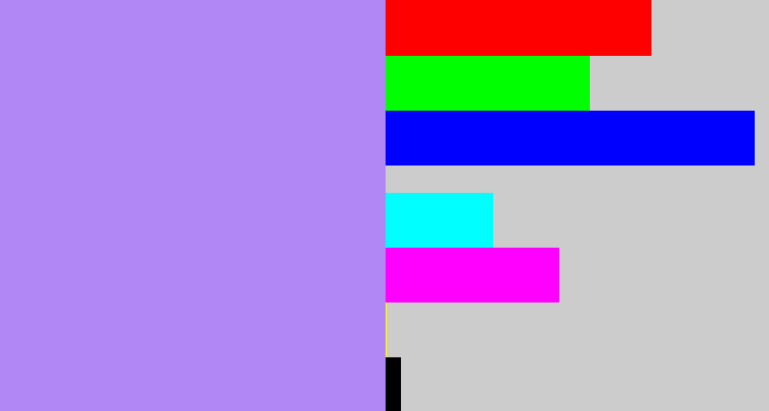 Hex color #b186f5 - light purple
