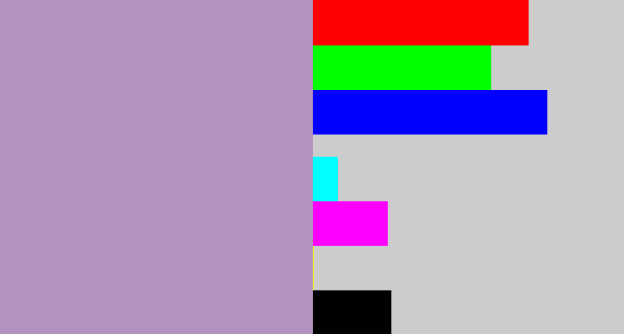 Hex color #b192c0 - pale purple