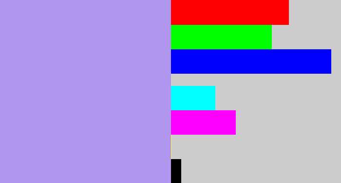 Hex color #b196f0 - lavender