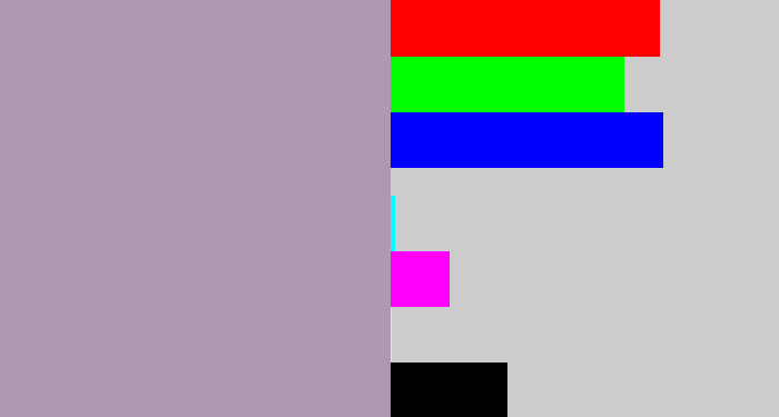 Hex color #b198b2 - dusty lavender