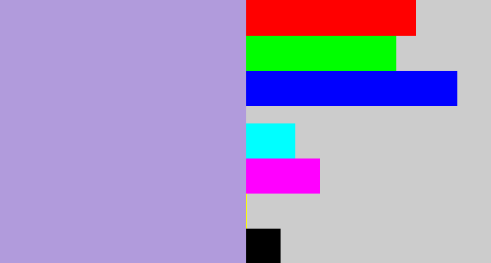 Hex color #b19bdc - pale purple