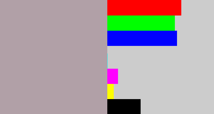 Hex color #b1a0a7 - greyish