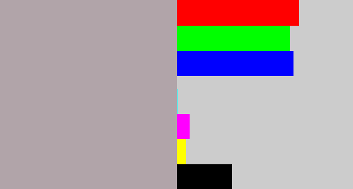 Hex color #b1a4a9 - greyish