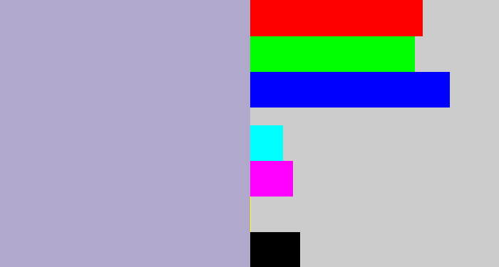 Hex color #b1a9cb - pale purple