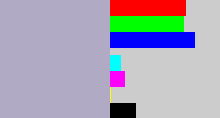 Hex color #b1aac4 - pale purple