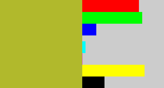 Hex color #b1b92c - pea