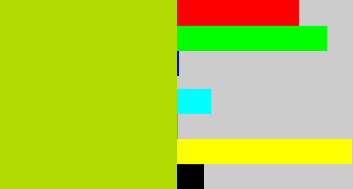 Hex color #b1da02 - green/yellow