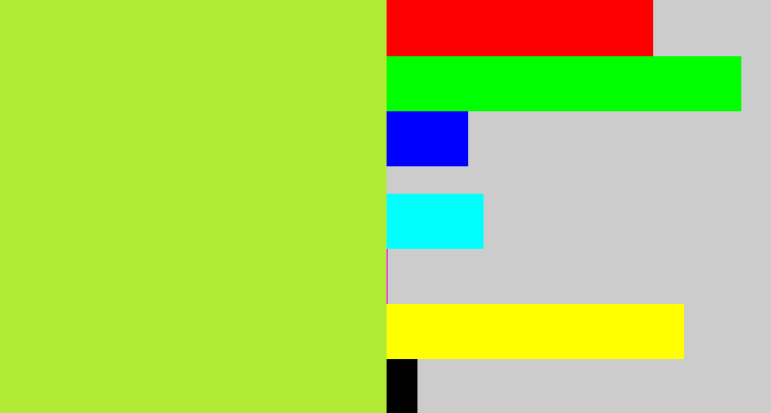 Hex color #b1eb36 - yellowy green