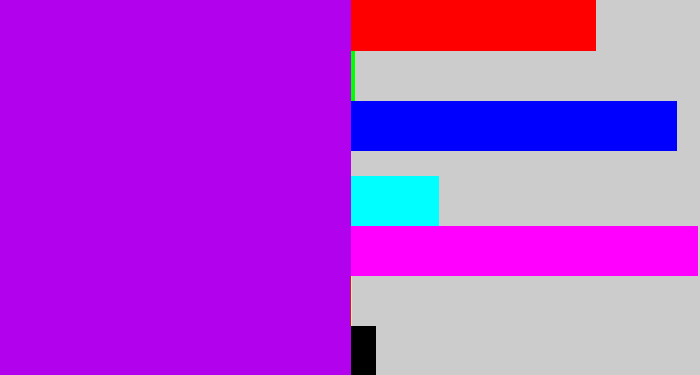 Hex color #b202ed - vibrant purple