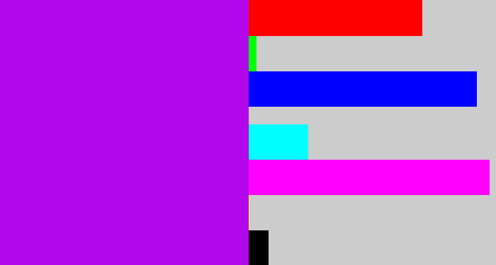 Hex color #b207ea - vibrant purple