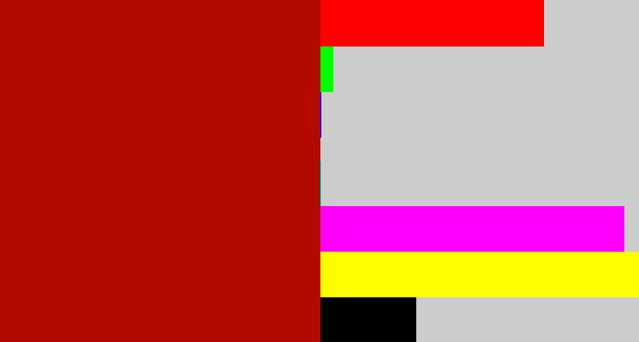 Hex color #b20900 - darkish red