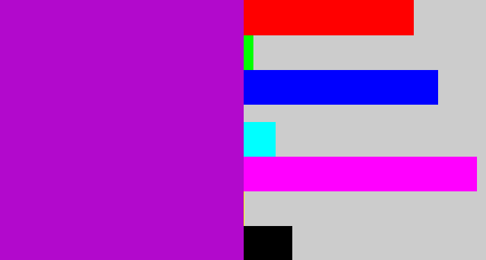 Hex color #b209cc - vibrant purple