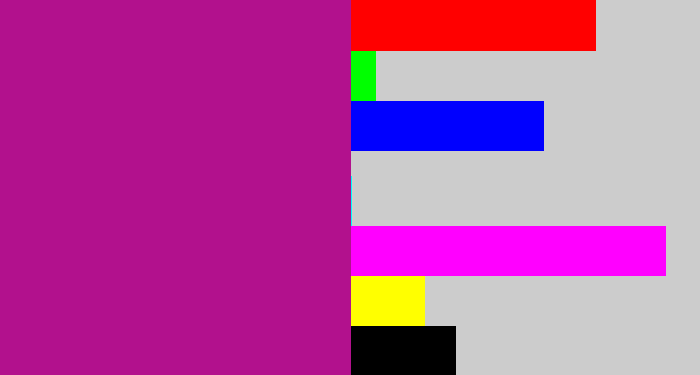 Hex color #b2118d - barney purple