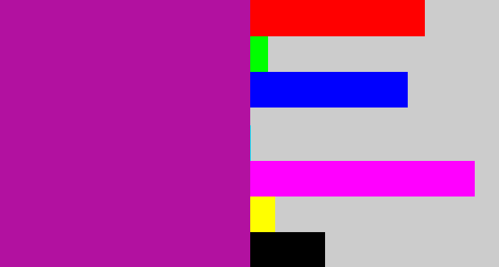 Hex color #b211a0 - barney purple