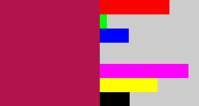 Hex color #b2134b - purplish red