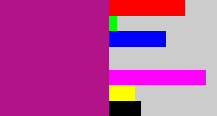 Hex color #b21388 - barney purple