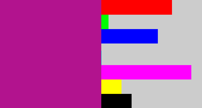 Hex color #b2138e - barney purple
