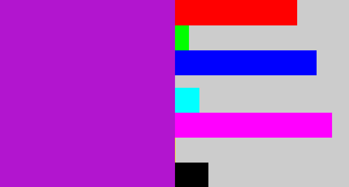 Hex color #b215cf - vibrant purple