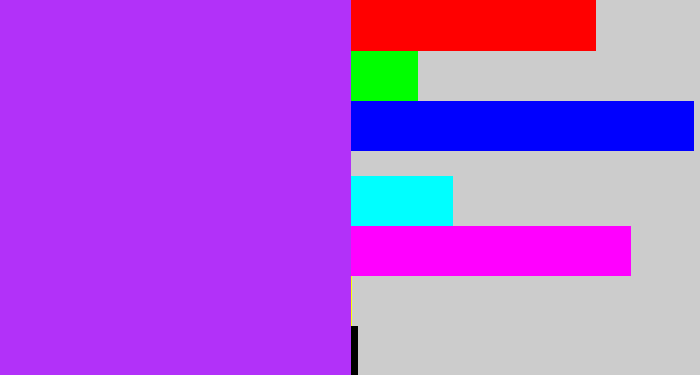 Hex color #b231f9 - electric purple