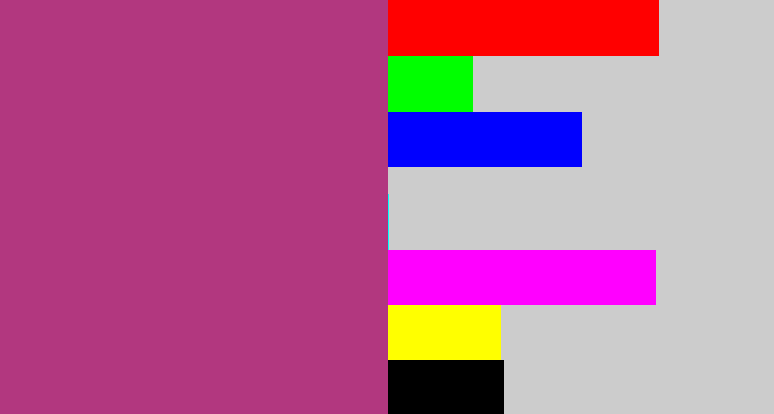 Hex color #b2377f - dark pink