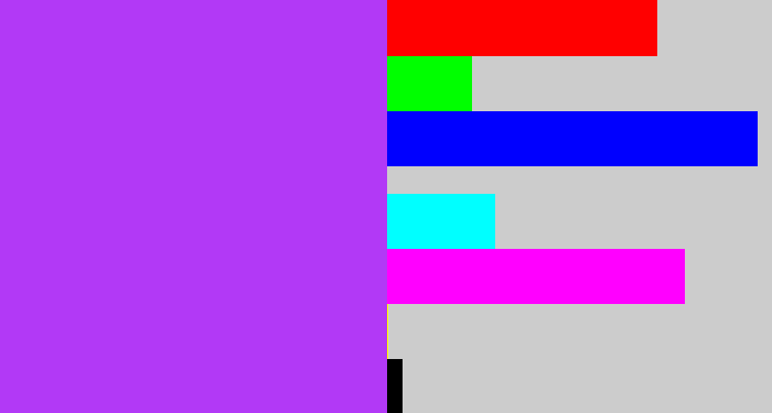Hex color #b239f6 - electric purple