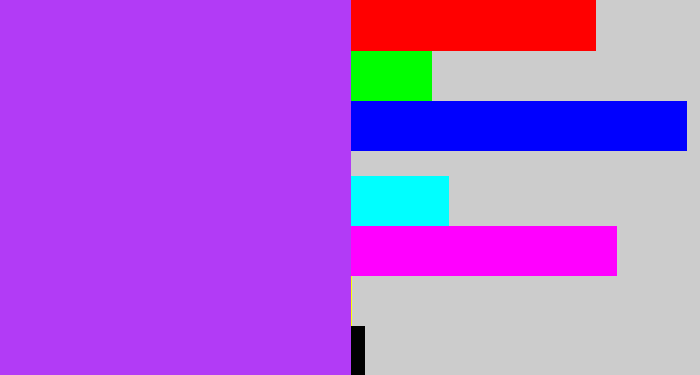Hex color #b23bf6 - electric purple