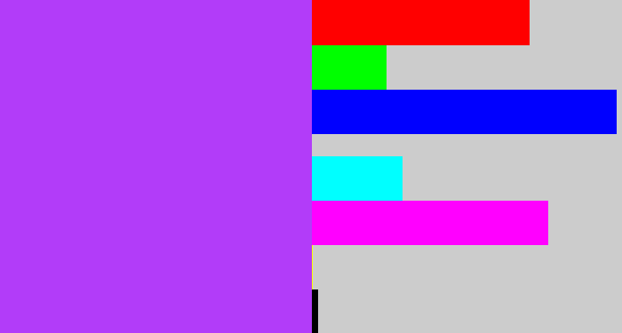 Hex color #b23cf9 - electric purple