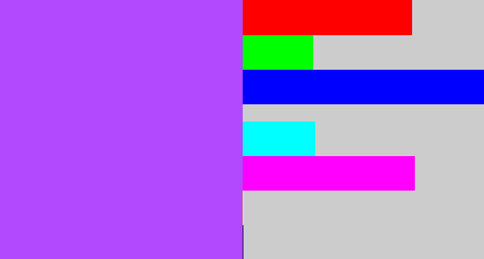 Hex color #b249ff - lighter purple