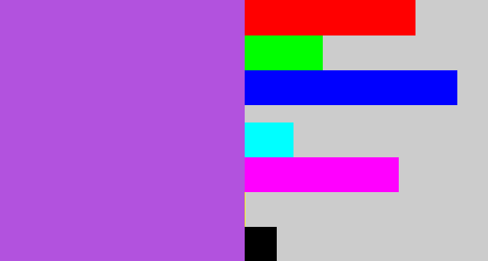 Hex color #b252de - lightish purple