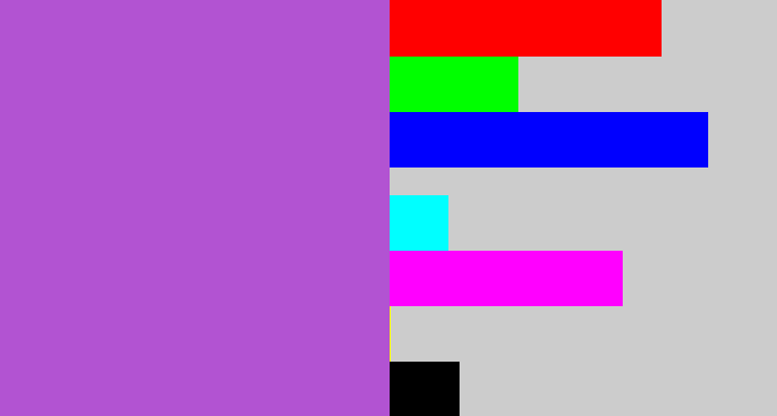 Hex color #b253d2 - lightish purple