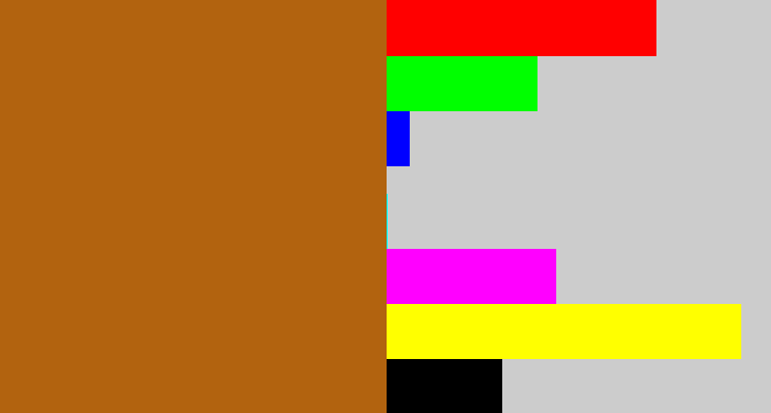 Hex color #b2630f - orangish brown