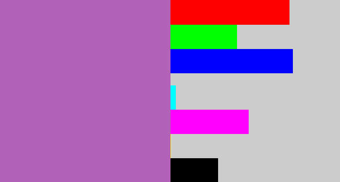 Hex color #b263b8 - soft purple