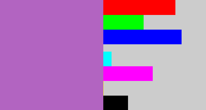 Hex color #b264c1 - soft purple