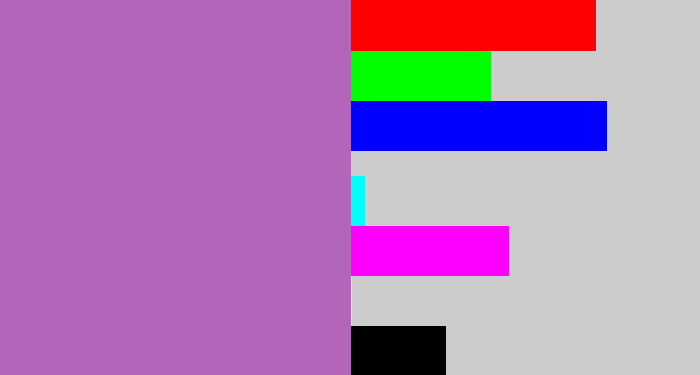 Hex color #b265b9 - soft purple