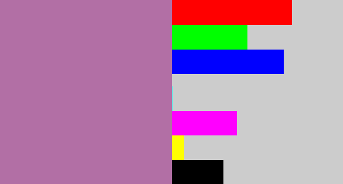 Hex color #b26fa5 - soft purple