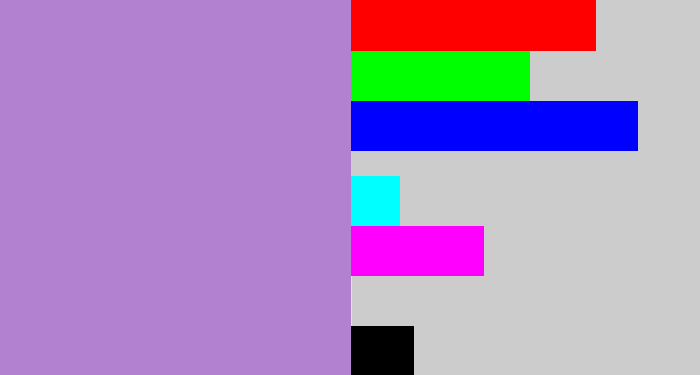 Hex color #b282d0 - pale purple