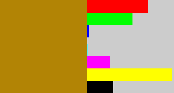 Hex color #b28405 - mustard brown