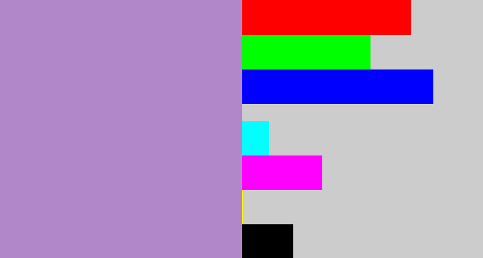Hex color #b287c9 - pale purple