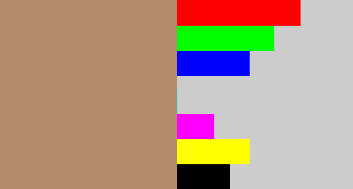 Hex color #b28c69 - pale brown
