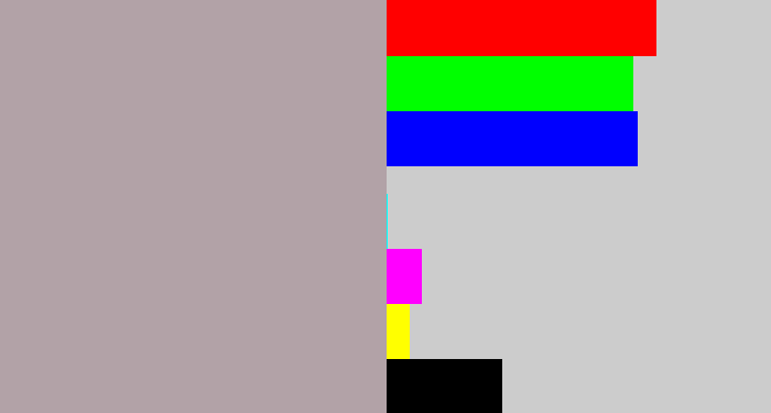 Hex color #b2a2a7 - greyish