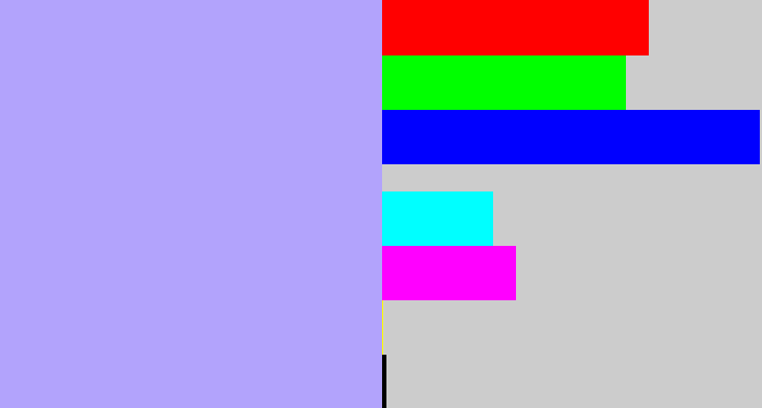 Hex color #b2a3fc - pastel purple