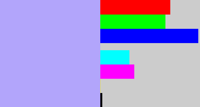 Hex color #b2a5fb - pastel purple
