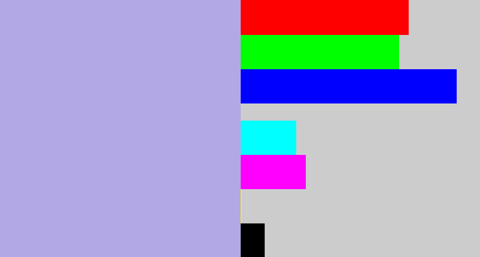 Hex color #b2a8e6 - lavender
