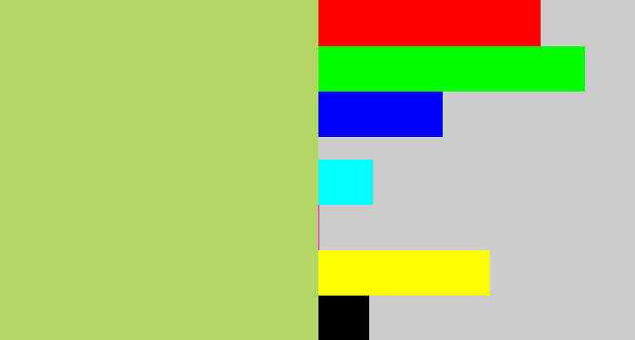 Hex color #b2d763 - pale olive green