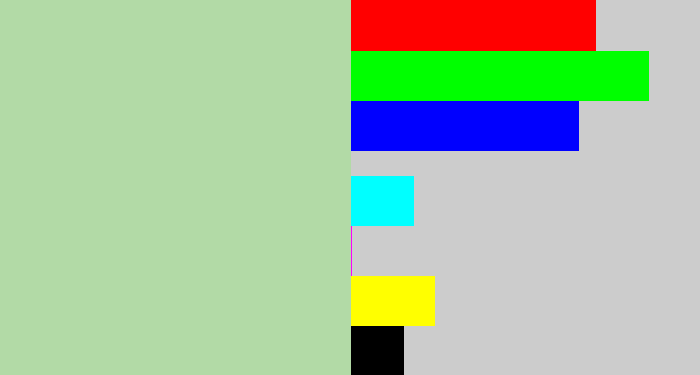 Hex color #b2daa6 - light grey green