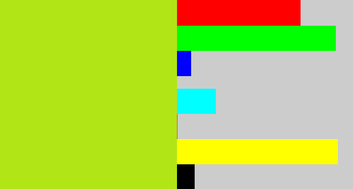 Hex color #b2e515 - yellowish green
